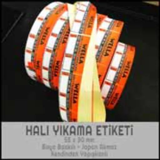 Wella halı arkası kendinden yapışkanlı etiket örneği.