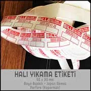 Sille modeli zımbalanabilir halı yıkama etiketi örneği.