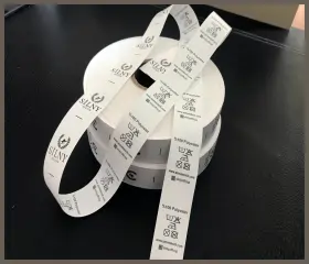 Yıkama talimatı etiketleri ve japon akmaz baskı örnekleri.